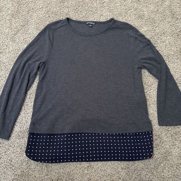 J‎ CREW MERCANTILE Preppy Layered Sweater Polka Dot Academia Large Womens Career - Picture 1 of 10